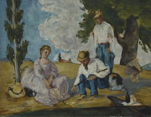 Picnic en la orilla de un río, 1873-74 de Paul Cézanne
